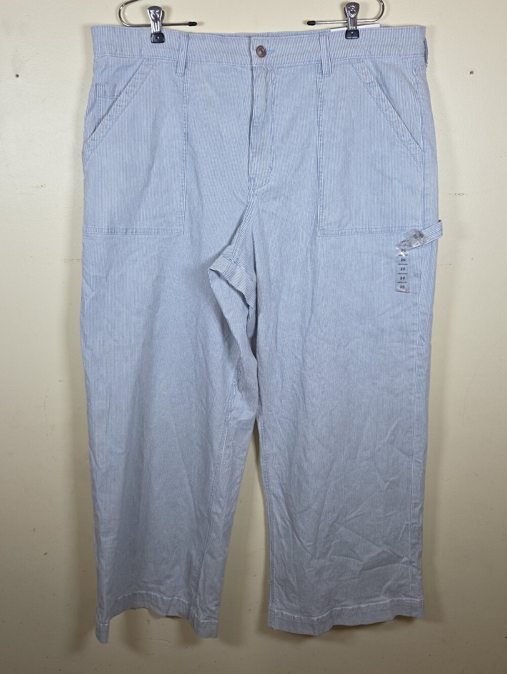 American Eagle Super High Rise Baggy Wide Leg Utility Pants Pinstripe NWT